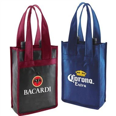 Printed Paper Bag Wine Gift Bag Shopping Bag for Red Wine Packaging Two Size for Single and Double Bottle